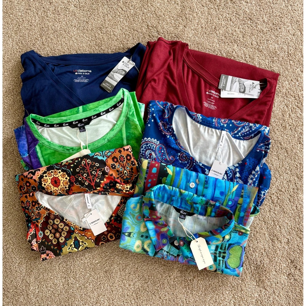 Lot of 6 Women Tops Size 3XL NWT Liz Claiborne Enmain ShallWe Multi Color Bundle